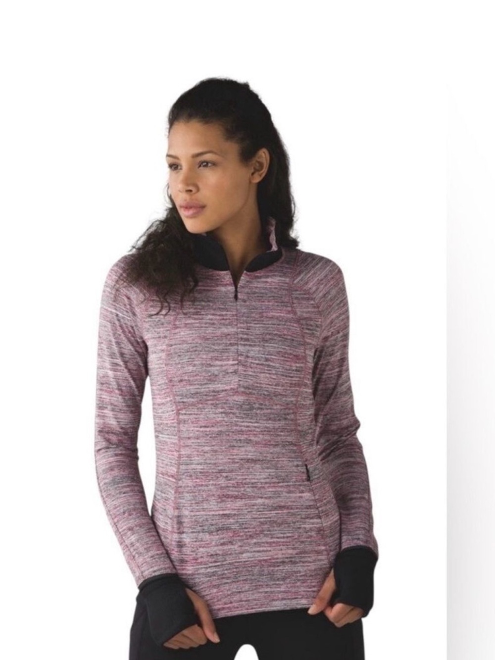 Lululemon Runderful Half Zip Space Dye Camo Berry Rumble Multi Black Runcore 6